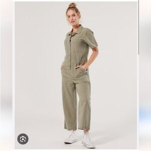 Pact Green Organic Cotton Hemp Blend Pockets  Utility Cropped Jumpsuit Bohemian